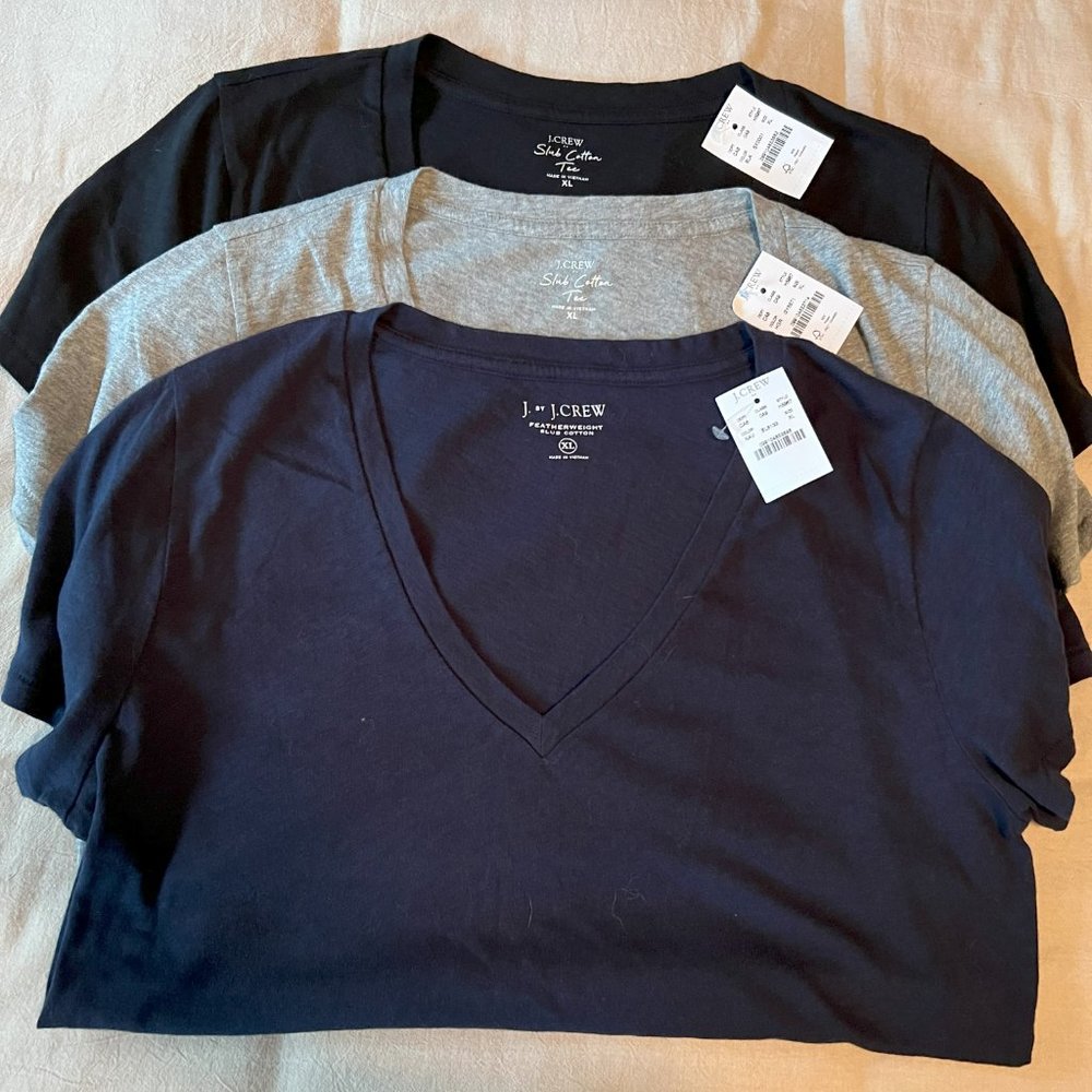 J Crew T-Shirts-- Bundle of 3- Black, Gray & Navy Blue -- Sz XL ---NEW WITH TAGS
